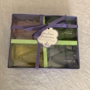 Williams Sonoma vintage pressed glass Easter Bunny egg cups set of 4 pastels new